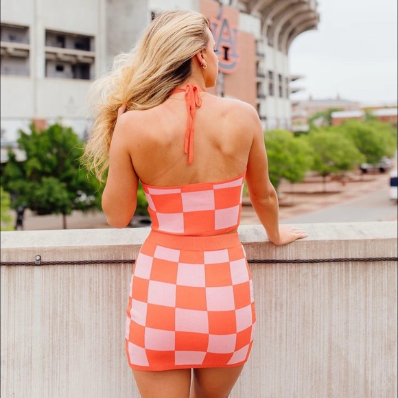 Pink/Orange Checkered Set - Picture 3 of 3